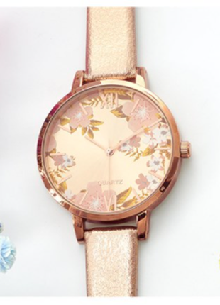 Женские часы с цветочным циферблатом