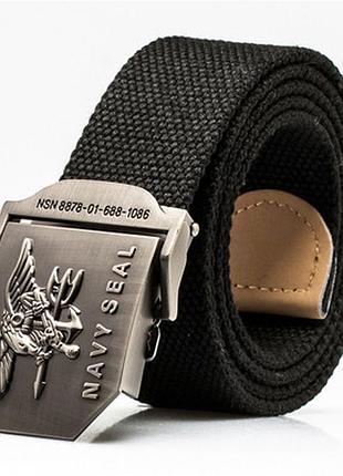 Ремень черный с орлом navy seal