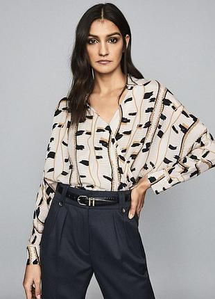 Женская блуза reiss neutral snake print, шелковая рубашка свободного фасона