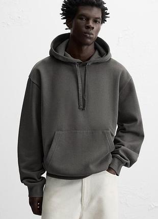 Худі на флісі із бавовни zara мужской хлопковый худи на флисе