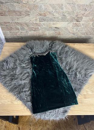 Велюрова сукня zara зі стразами