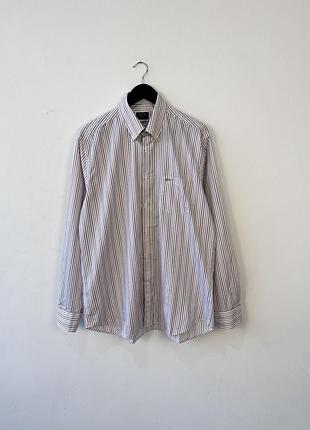 Сорочка чоловіча paul & shark yachting mens shirt size 42 l 16.5 pink brown striped button down