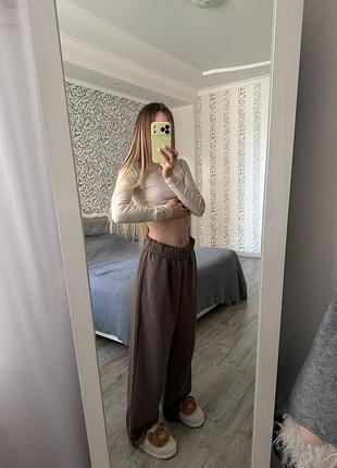 Флісові прямі спортивні штани, штани кльош, палаццо