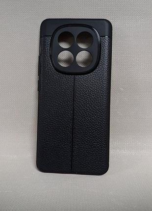 Чехол для xiaomi redmi note 15 5g autofocus, силиконовый, кожаная текстура, противоударный, черный
