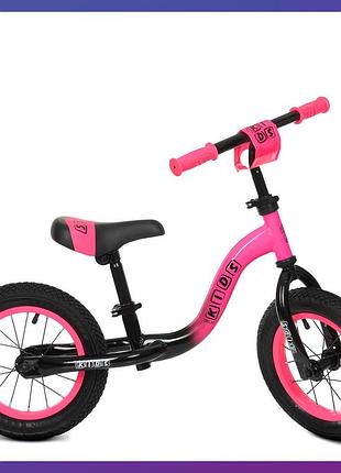 Детский беговел велобег на стальной раме 12 дюймов profi kids ml1201a розовый