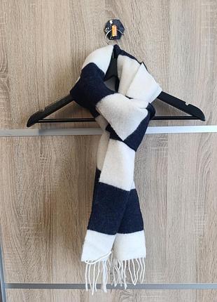Шарф шерстяной x pringle of scotland x barbour wool scarf/шерстяной/шерстяной/made in scotland/из шерсти/белый/синий/теплый/made in scotland/шотландия