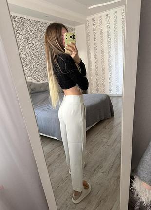 Білі класичні брюки від зара, прямі брюки zara