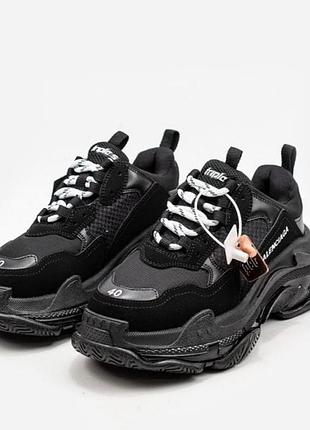 Кросівки жіночі balenciaga на шнурівці чорні