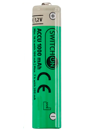 Акумуляторна батарейка ni-mh 1000mah switchon формату aaa (micro)