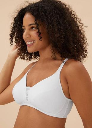 M&s 85d хлопковый белый бюстгальтер без косточек мягкий