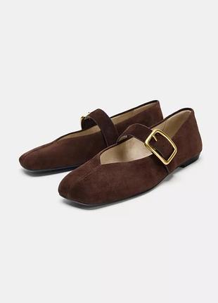 Балетки жіночі коричневі zara new