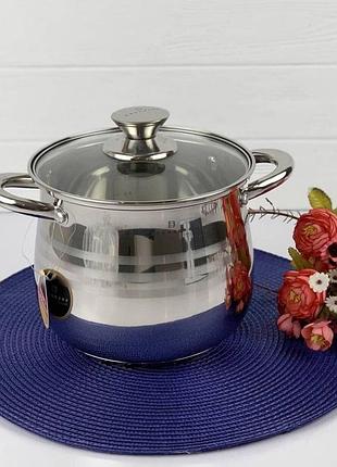 Кастрюля с крышкой 2.9 л из нержавеющей стали edenberg eb-531 кастрюля с толстым индукционным дном