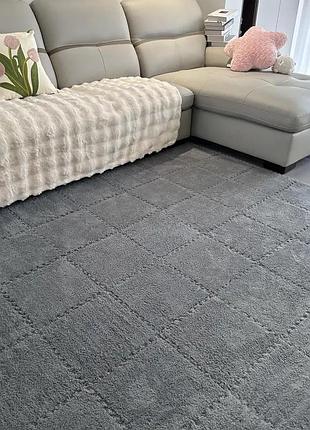 Квадратная ковровая плитка eva с мягким ворсом 29×29 см – модульный соединяемый коврик для спальни, детской