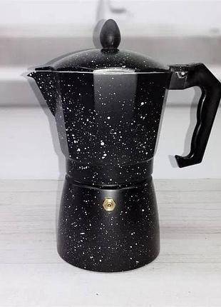 Гейзерная кофеварка на 6 чашек 300 мл с мраморным покрытием edenberg eb-3785 кофеварка на газовую плиту