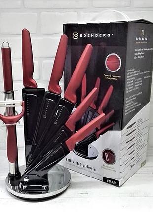 Набір кухонних ножів із підставкою 8 предметів edenberg eb-951 набір ножів із неіржавкої сталі