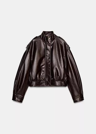 Куртка жіноча коричнева штучна шкіра zara new