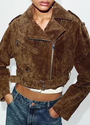 Куртка жіноча коричнева замшева zara new