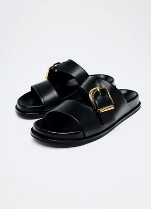 Жіночі чорні шльопанці від zara 38 розмір