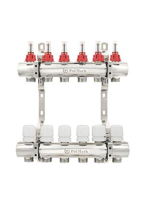 Колектор plm 1"x3/4" 6 виходів з термоклапанами та витратомірами pbmf106