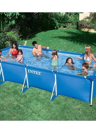 Прямоугольный семейный каркасный бассейн intex 28273 (450х220х84 см) rectangular frame pool