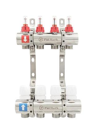 Колектор plm 1"x3/4" 4 виходи з термоклапанами та витратомірами pbmf104