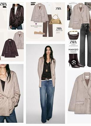 Новий замшевий блейзер в двох кольорах zara, s-m