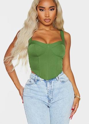 Зеленый топ корсет prettylittlething, размер uk 12 (l)