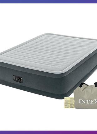 Надувная двухспальная кровать intex 64126 со встроенным насосом 152х203х46 см