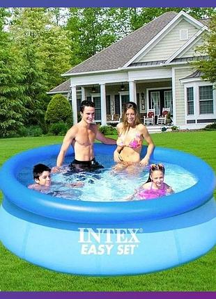Дитячий круглий надувний басейн intex 28110 (244х76 см) easy set