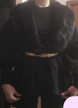 Пончо женское с мехом