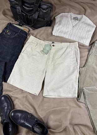 Брендові стильні лляні натуральні бежеві шорти  h&m🤍 повністю нові, гарної якості, розмір вказаний m, заміри надам за запитом🥰