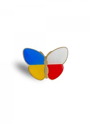 Значок бабочка флаги украина/польша
