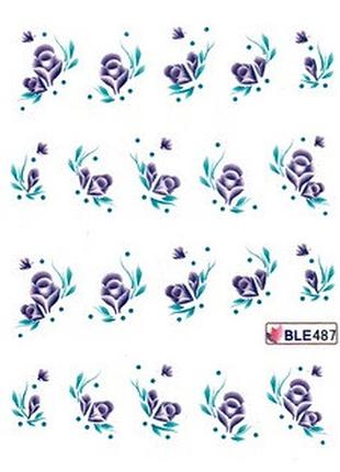 Слайдер дизайн, водяні наклейки на нігті для манікюру ble 487