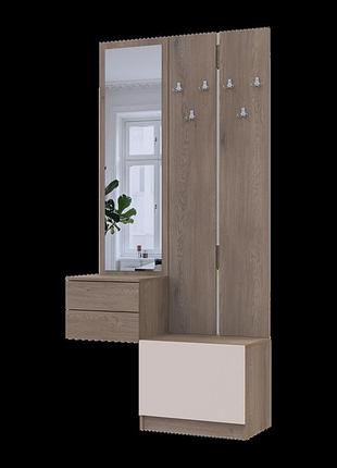 Прихожая doros сола 2+3 канноло/кашемир дсп/зеркало 105х40х215 (42005234)