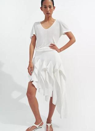 Асимметричная юбка с воланами zw collection