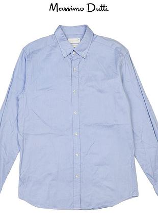 Классическая мужская голубая хлопковая рубашка massimo dutti l