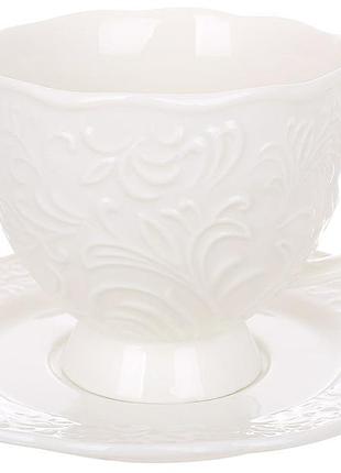 Чашка чайна порцелянова "white city lily" 250мл із блюдцем