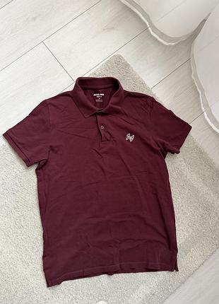 Унісекс поло jack&jones у бордовому кольорі в розмірі м в ідеальному стані