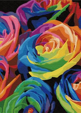 Картина за номерами квіти троянди райдужні
