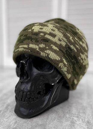 Шапка вязаный пиксель. шапка пиксель тактическая военная