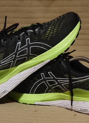 Фирменные дышащие текстильные беговые кроссовки asics  gel kayano 28 black hazard green 43 1/2 р.