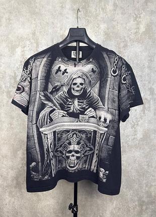 Черная футболка mens bone grim reaper xxl готический принт скелет
