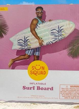 Надувной матрас sun squad в форме доски для серфинга ( 152.4 х 53.3 х 12.7 см) возраст 9+