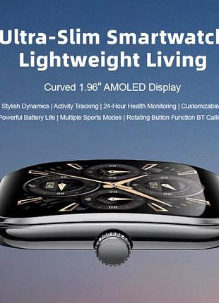 Сверхтонкие смарт-часы kavsumi с большим 2.0" amoled дисплеем, bluetooth-звонками, функциями контроля здоровья