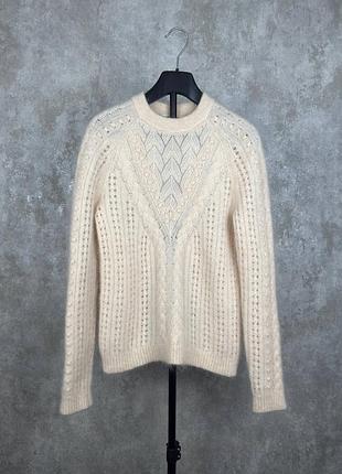 Кружевной джемпер sezane jake ecru white шерсть и мохер xxs