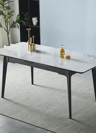 Стіл berlin ceramic 140(180)*80 білий глянець/чорний каркас