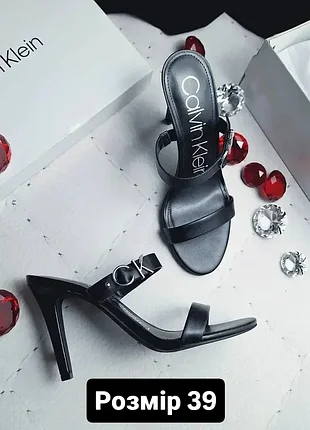 Calvin klein оригінал чорні босоніжки на високій шпильці