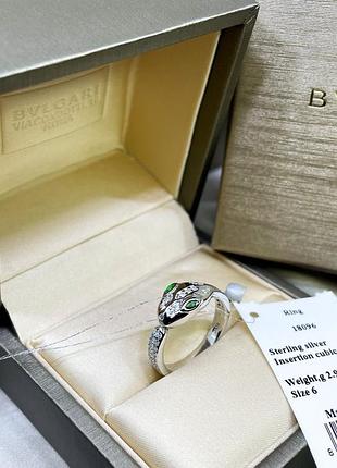 Срібне кільце булгарі bulgari змія змійка з камінням срібло проба 925 нове з биркою нове, 925, 16