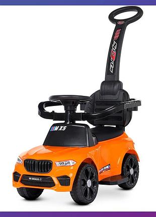 Детский электромобиль-толокар 2в1 bmw x5 m 4850 с родительской ручкой оранжевый