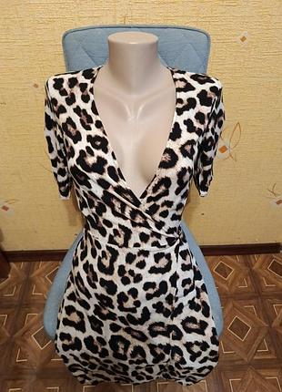 Платье-халат в тигровой принт h&amp;m,xs